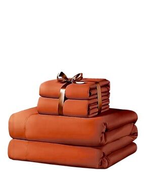 NEW Luxury Full Size Sheet Set Viscose Derived From Bamboo Dark Rust Color